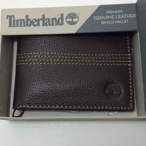 Timberland Genuine Leather Bifold Wallet-Brown NWT